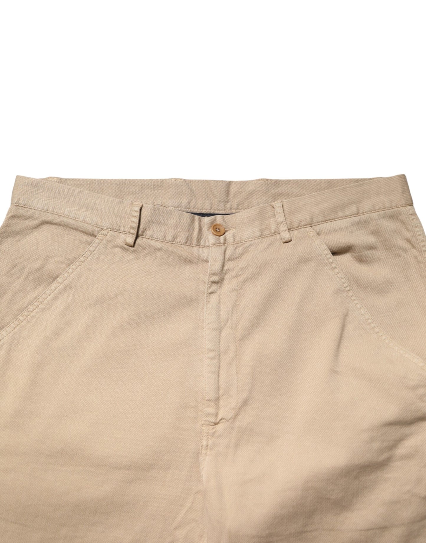 Beige Cotton Skinny Chino Trouser Pants