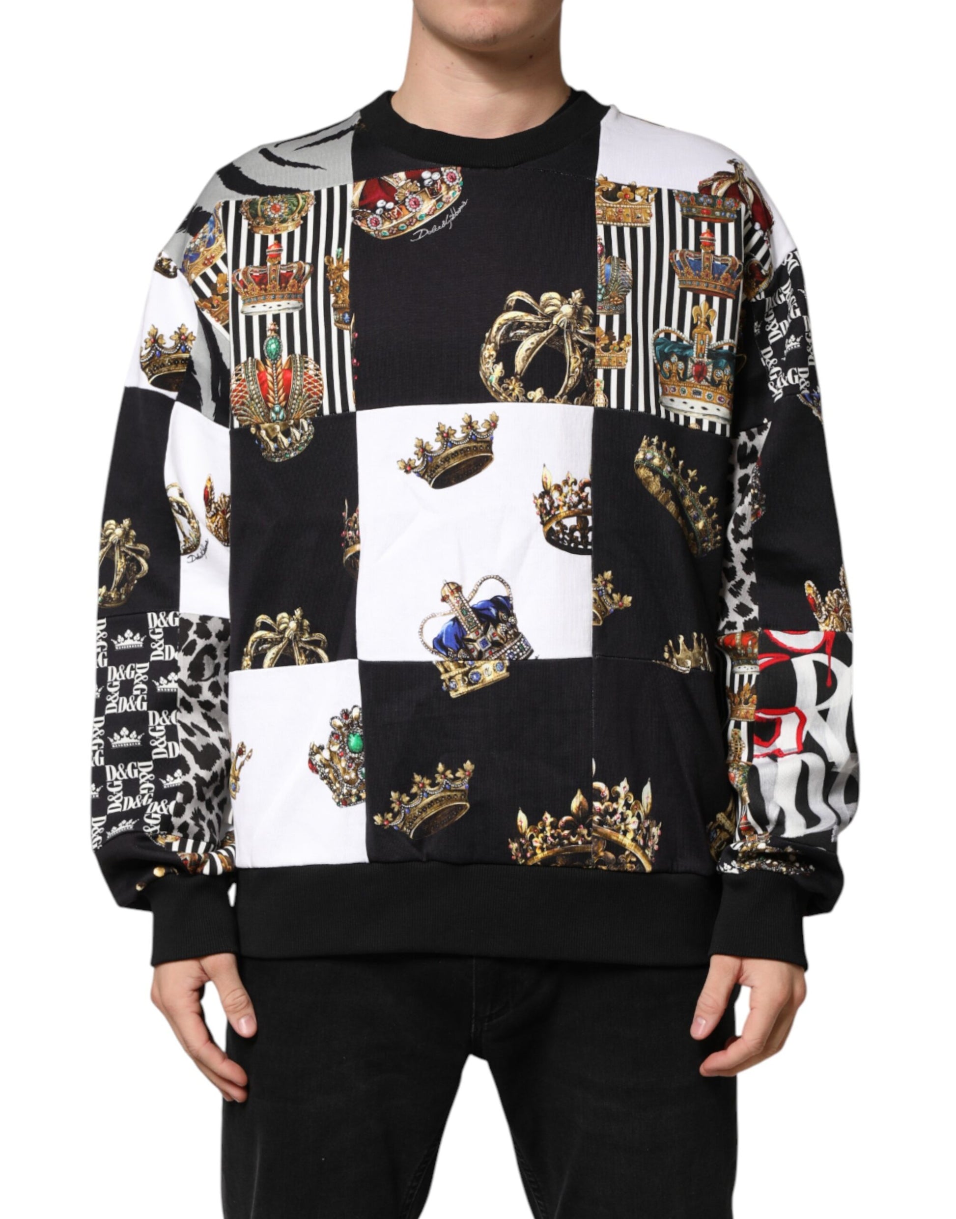 Multicolor Crown Print Sweatshirt Sweater