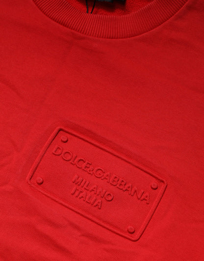 Red Logo Cotton Crew Neck Sweatshirt Sweater