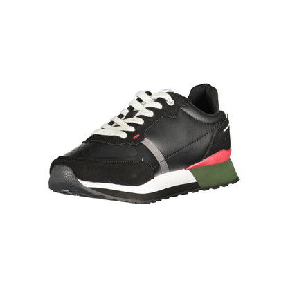 Black Polyester Men's Sneaker