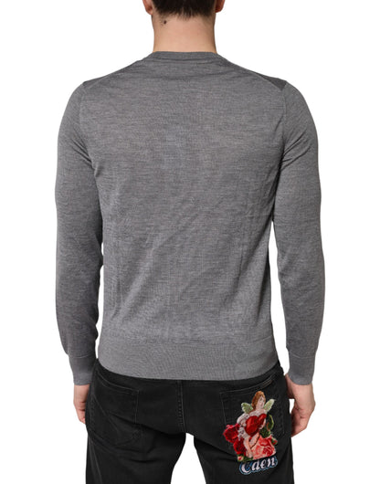 Gray Cashmere V-Neck Men Pullover Sweater