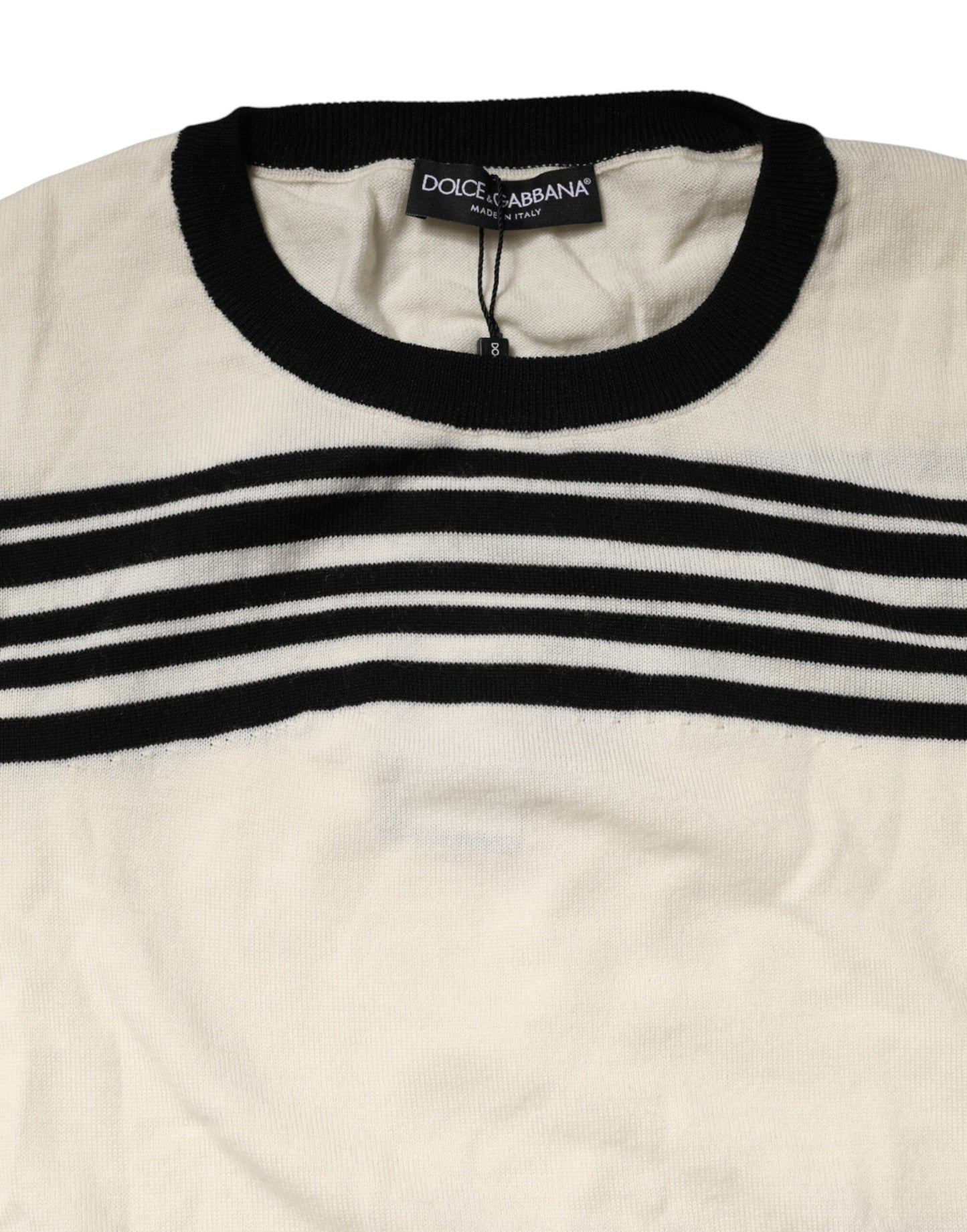 Black White Stripe CrewNeck Pullover Sweater