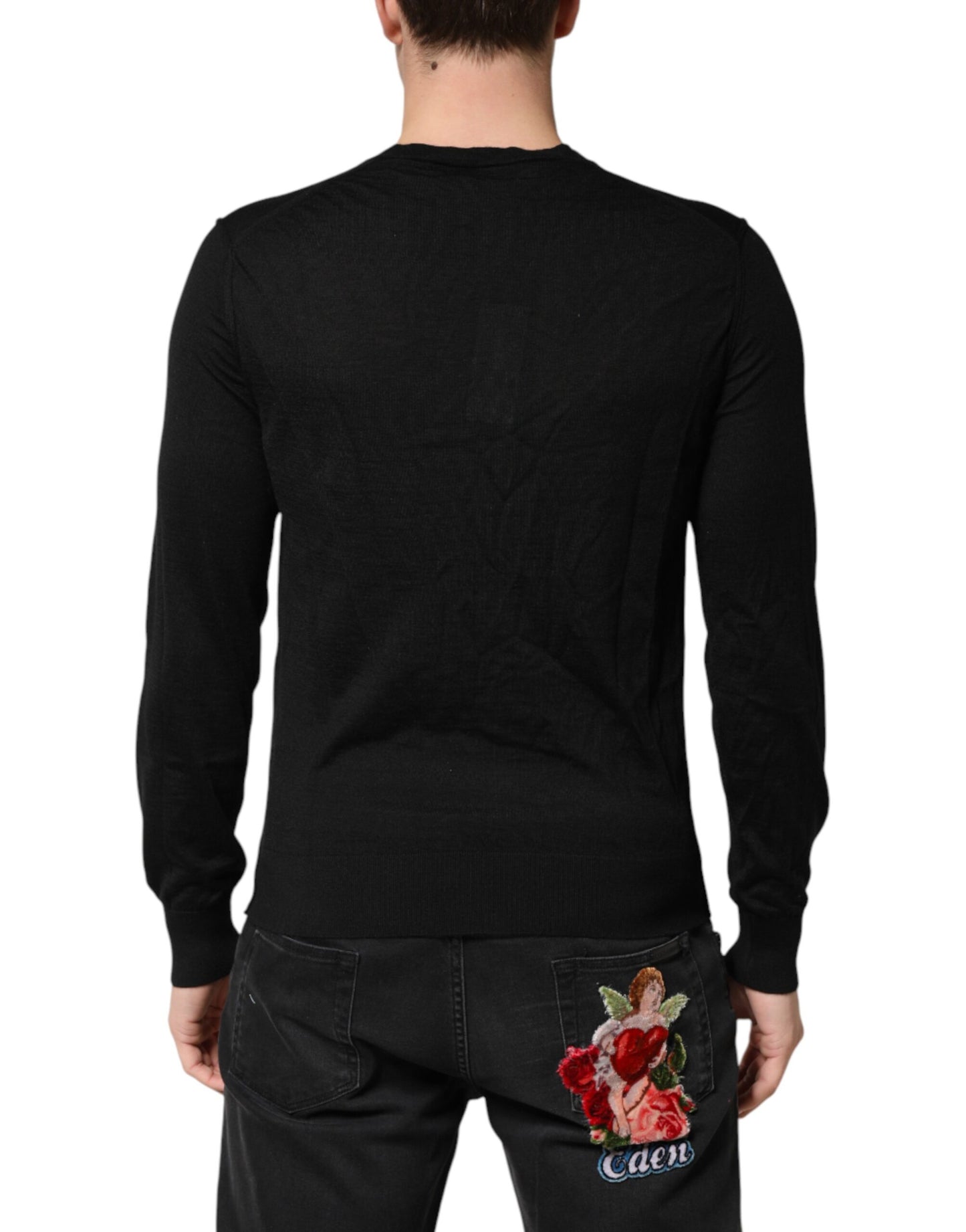 Black Cashmere V-Neck Men Pullover Sweater
