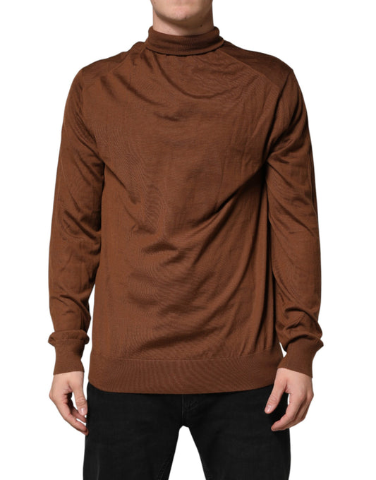 Brown Cashmere Turtle Neck Pullover Sweater
