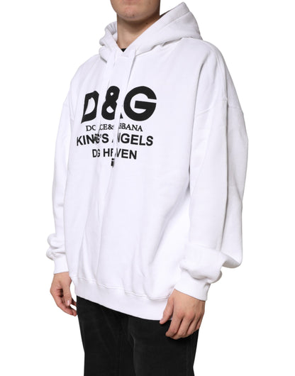 White Logo Cotton Hooded Sweatshirt  Sweater