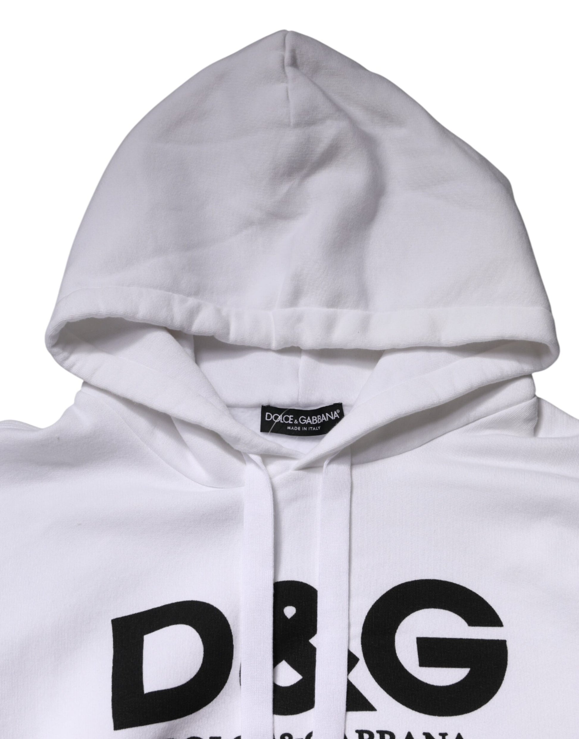 White Logo Cotton Hooded Sweatshirt  Sweater