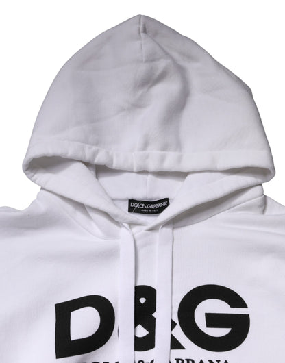 White Logo Cotton Hooded Sweatshirt  Sweater