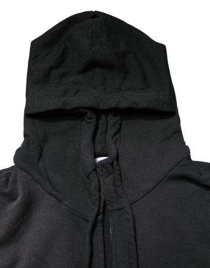 Black Logo Zipped Hooded Sweatshirt Sweater