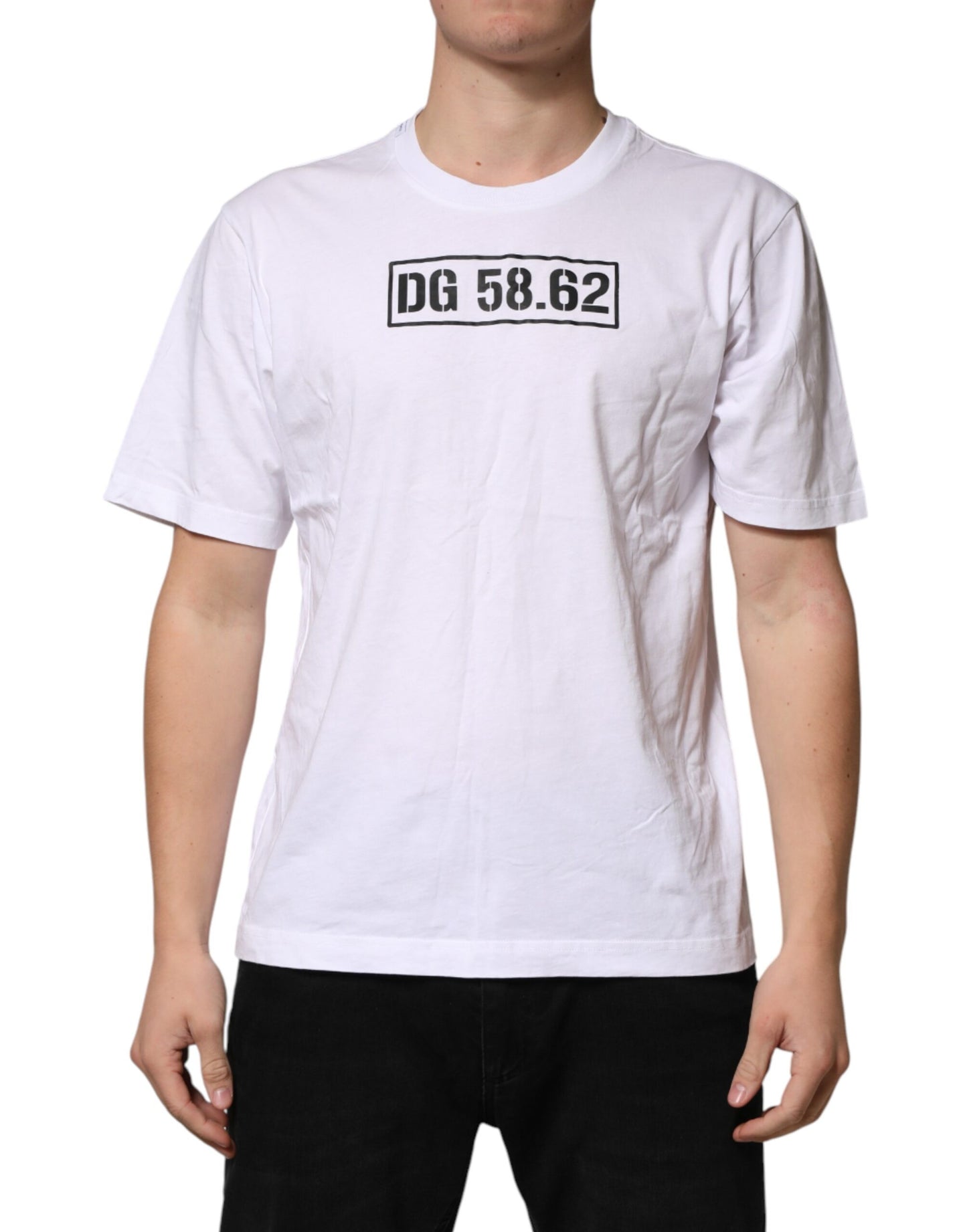 White Graphic Cotton Men Crew Neck T-shirt