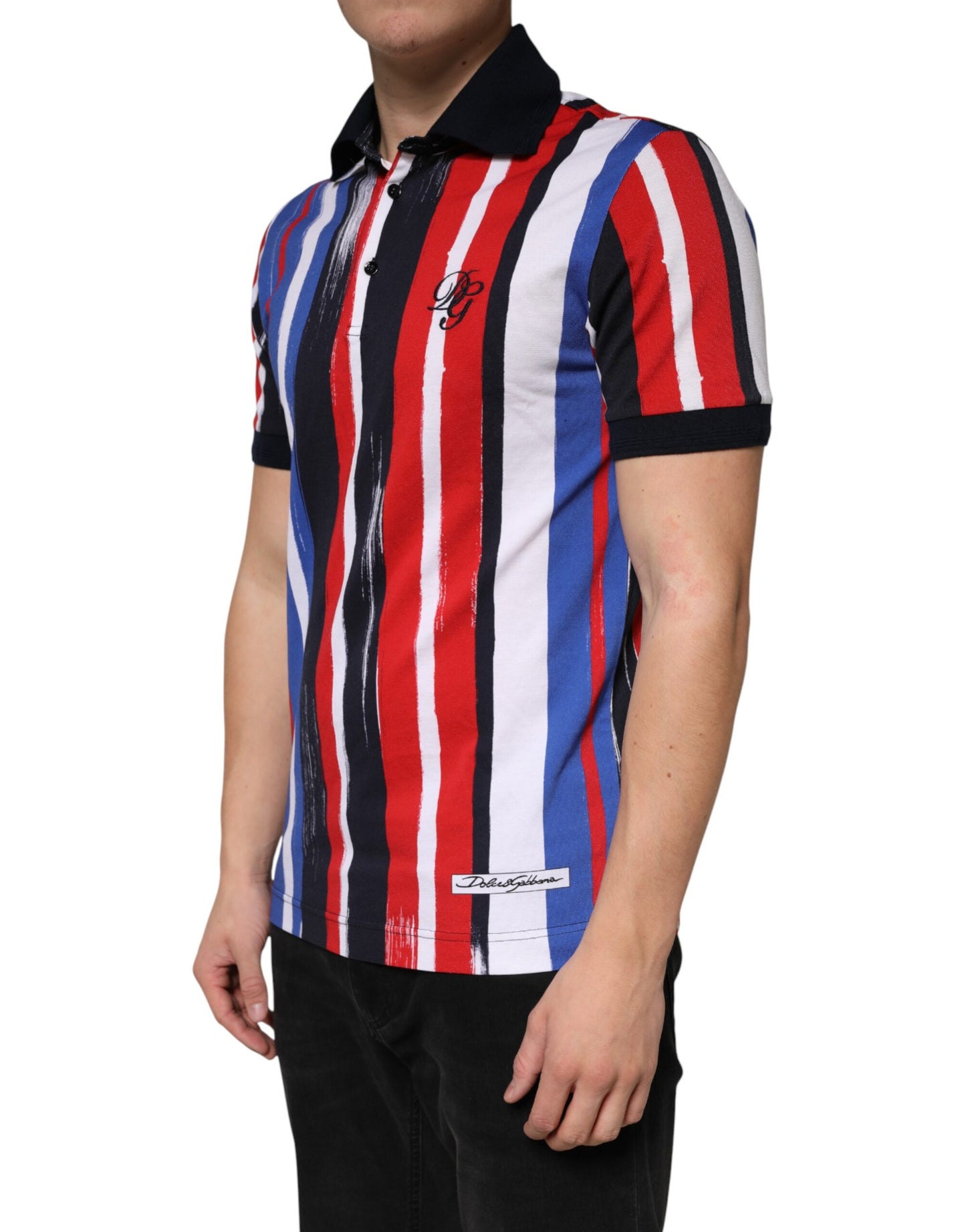 Multicolor Stripes Cotton Men Polo T-shirt