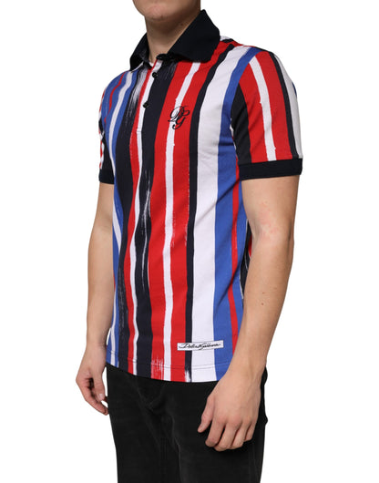 Multicolor Stripes Cotton Men Polo T-shirt
