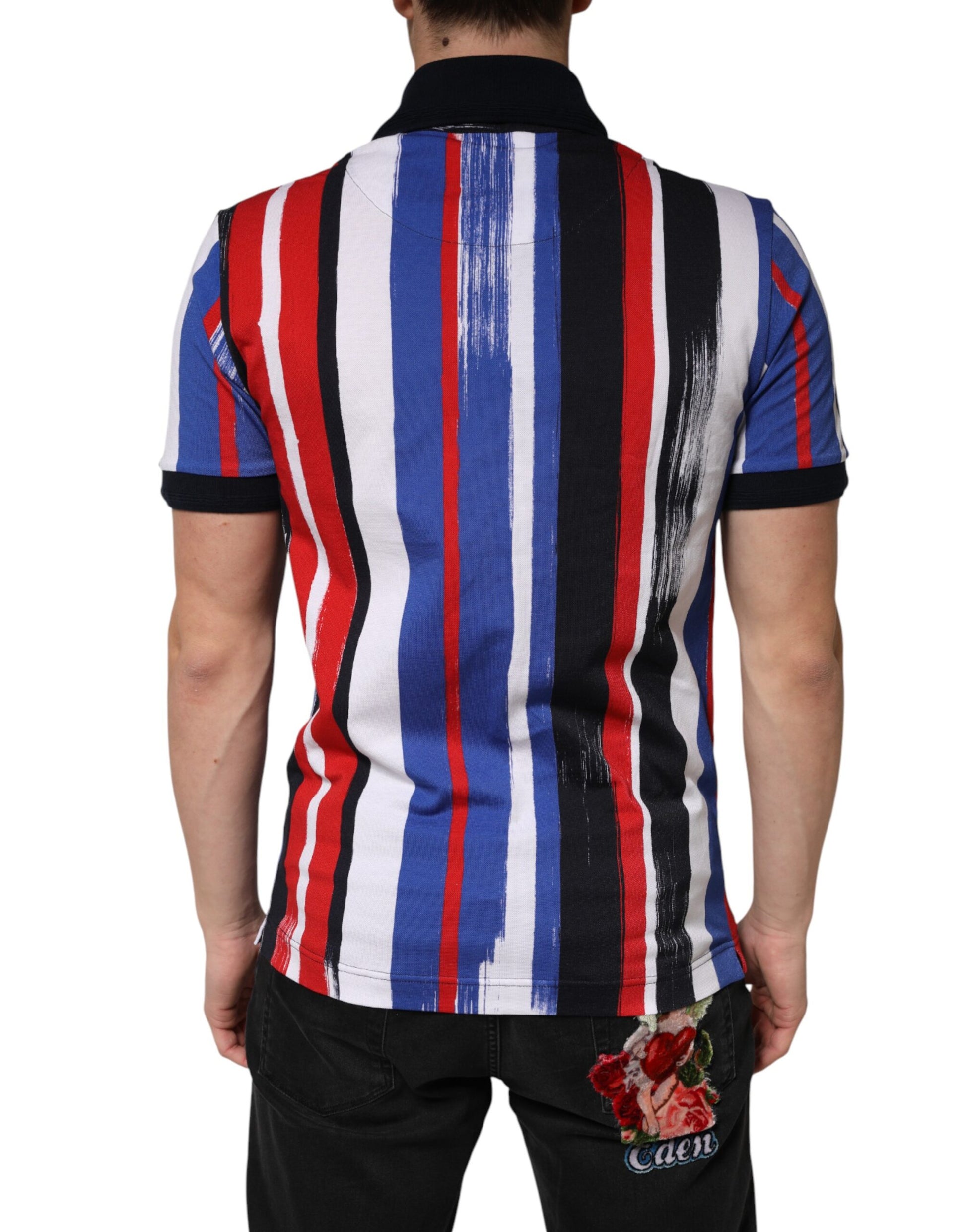 Multicolor Stripes Cotton Men Polo T-shirt