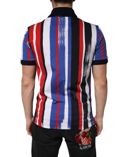 Multicolor Stripes Cotton Men Polo T-shirt