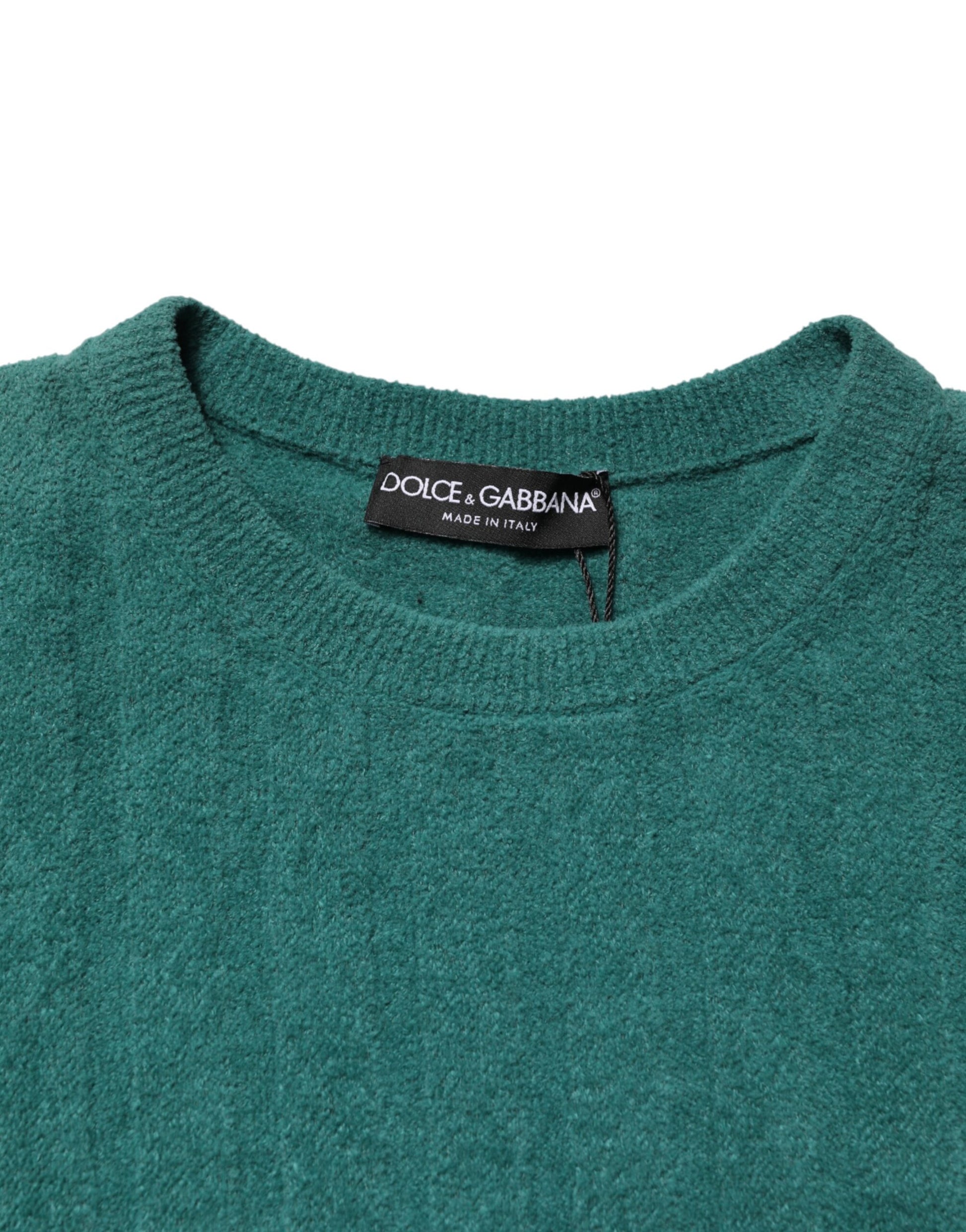 Dark Green Cotton Blend Men Crew Neck T-shirt
