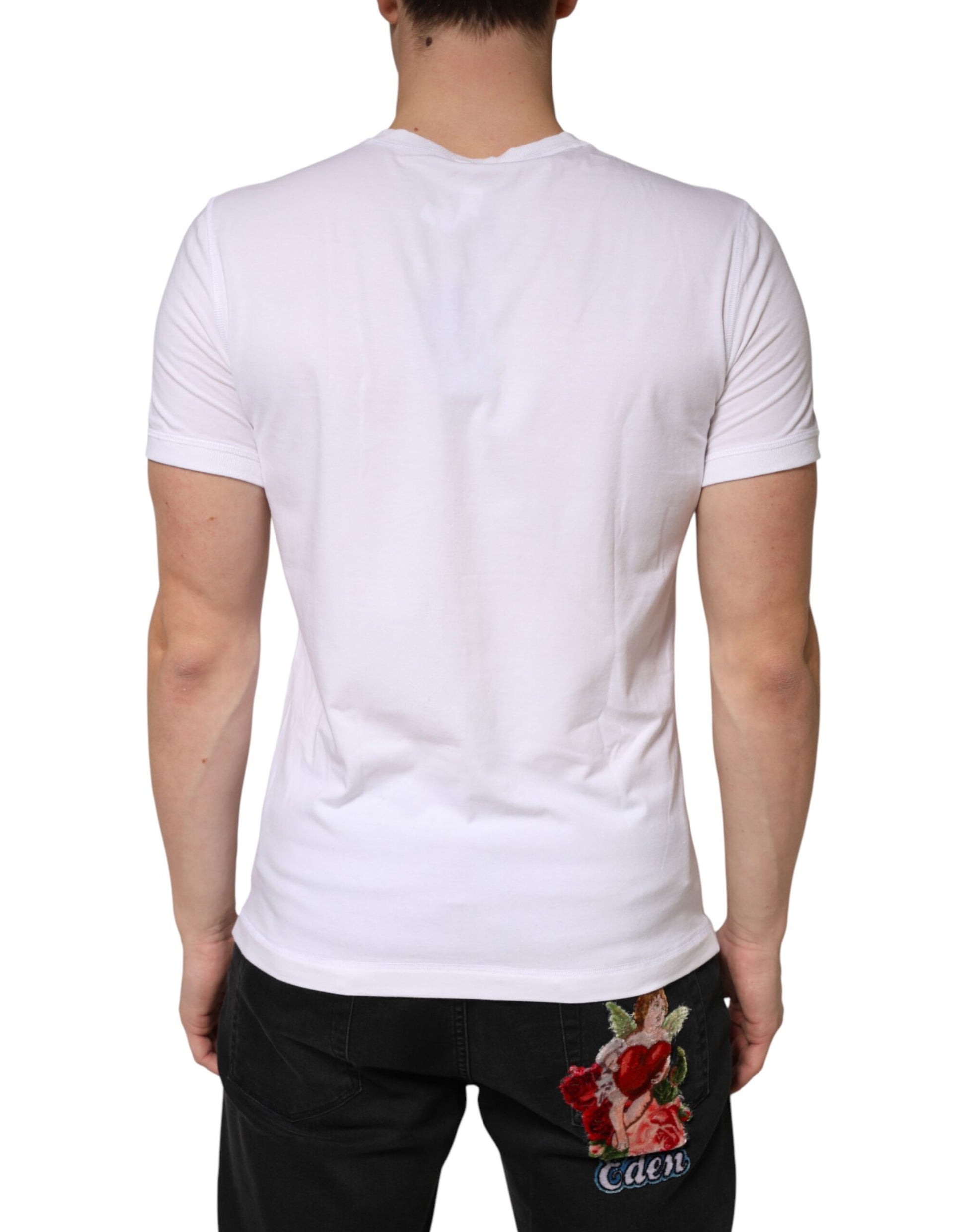 White Cotton Deep V-Neck Underwear Tee T-shirt