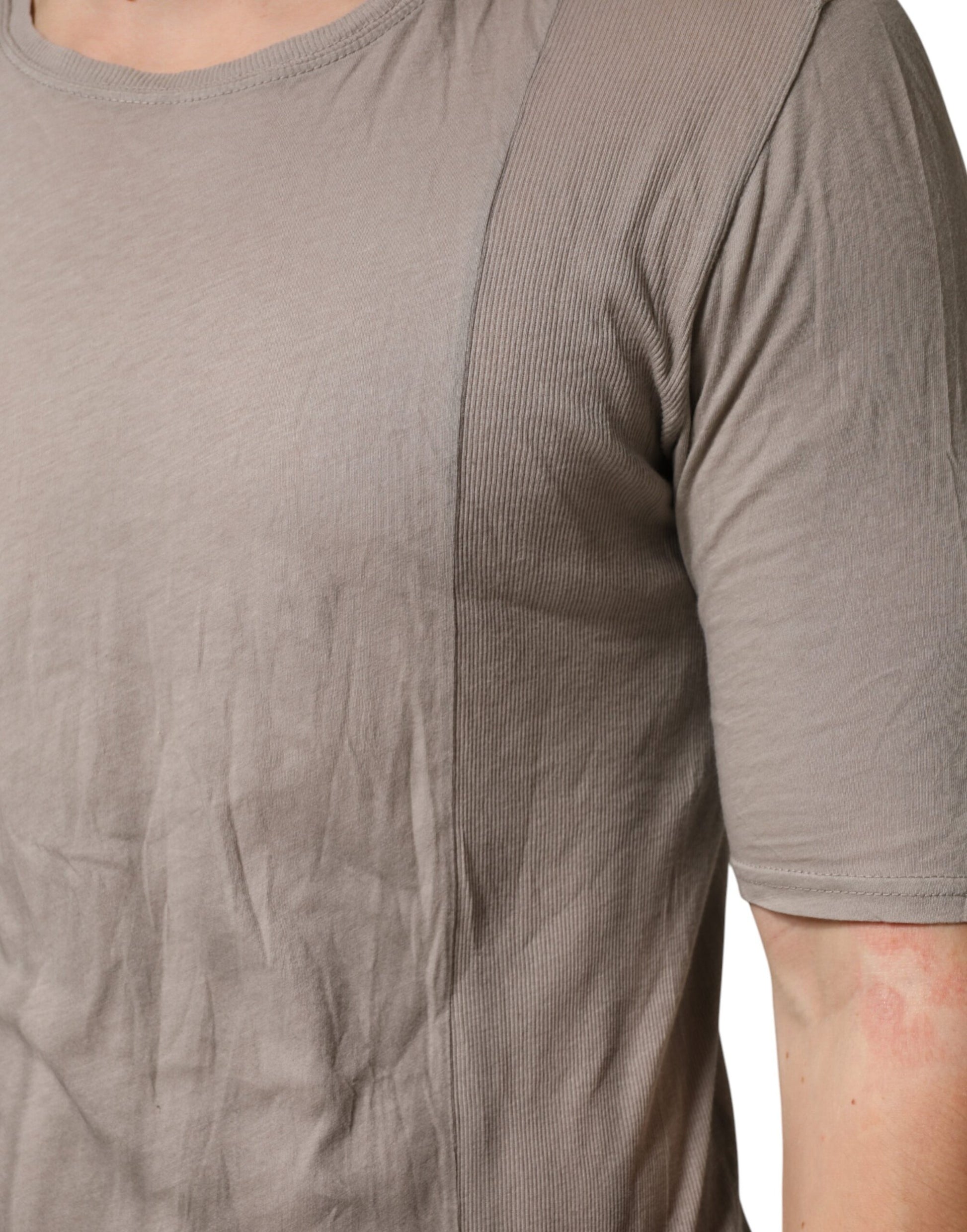 Gray Two Tone Cotton Round Neck Short Sleeves T-shirt