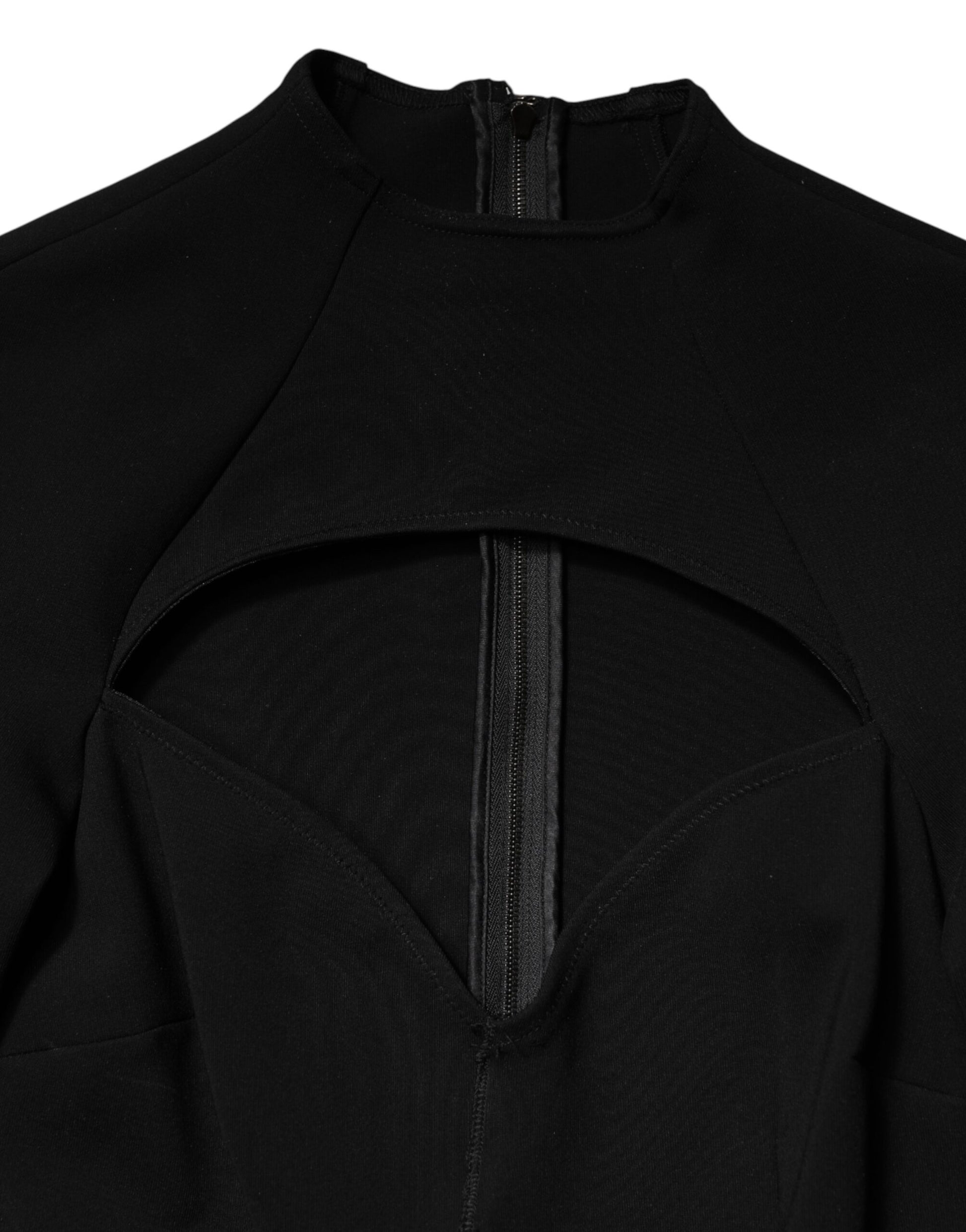 Black Viscose Bodycon Sheath Midi Dress