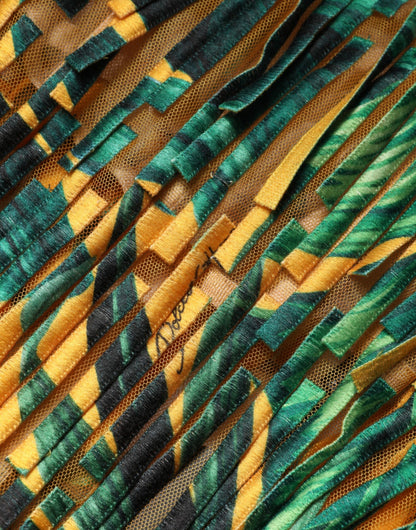 Multicolor Tropical Print Fringe Maxi Dress