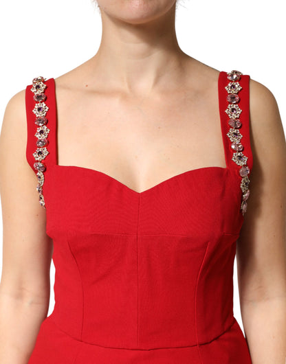Red Embellished Bodycon Long Gown Dress