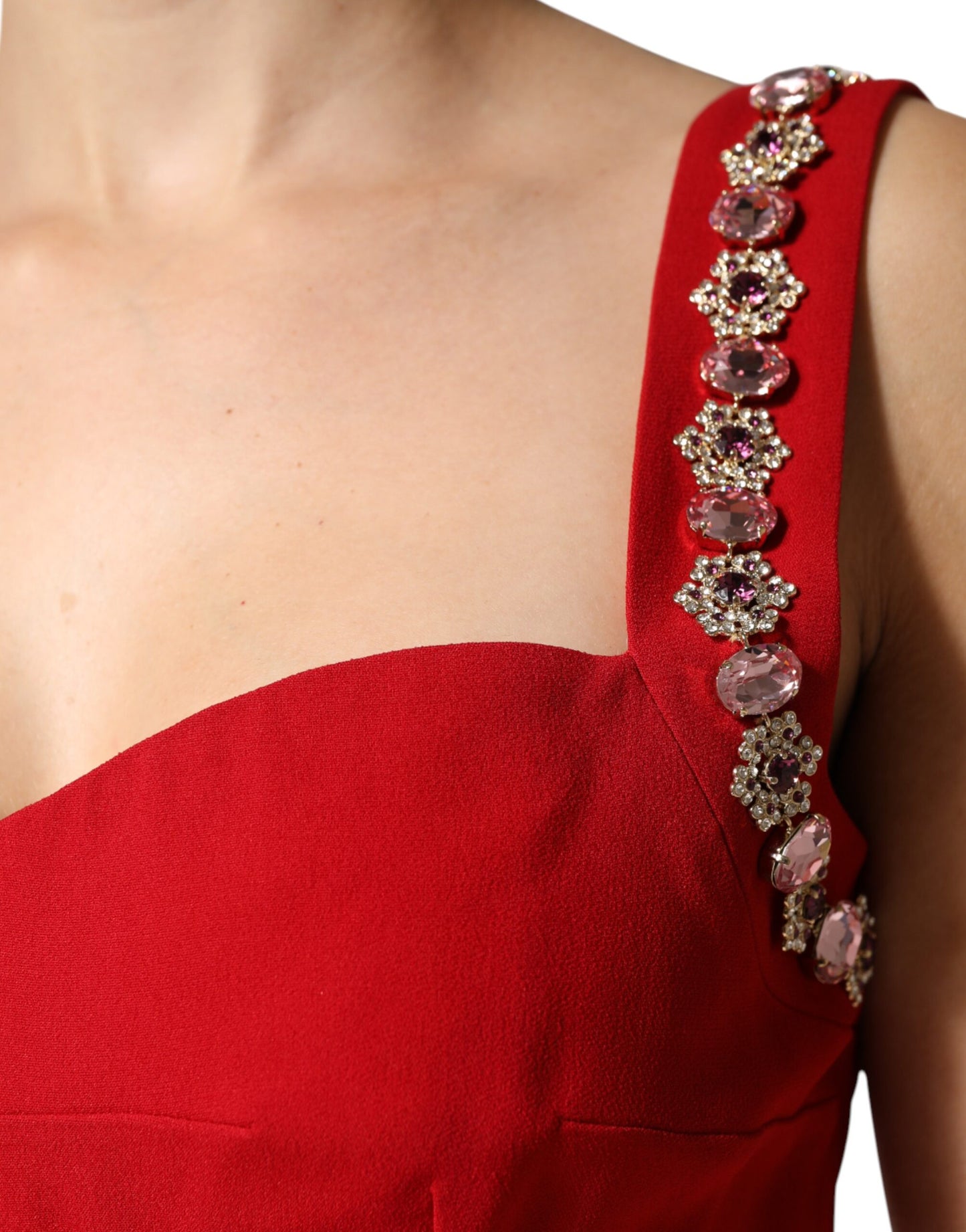 Red Embellished Bodycon Long Gown Dress