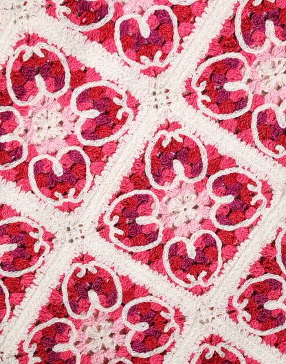 Multicolor Brick Stitched Crochet Mini Dress