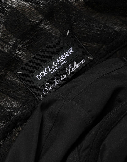 Black V-Neck Ruched Lace Hem Midi Dress