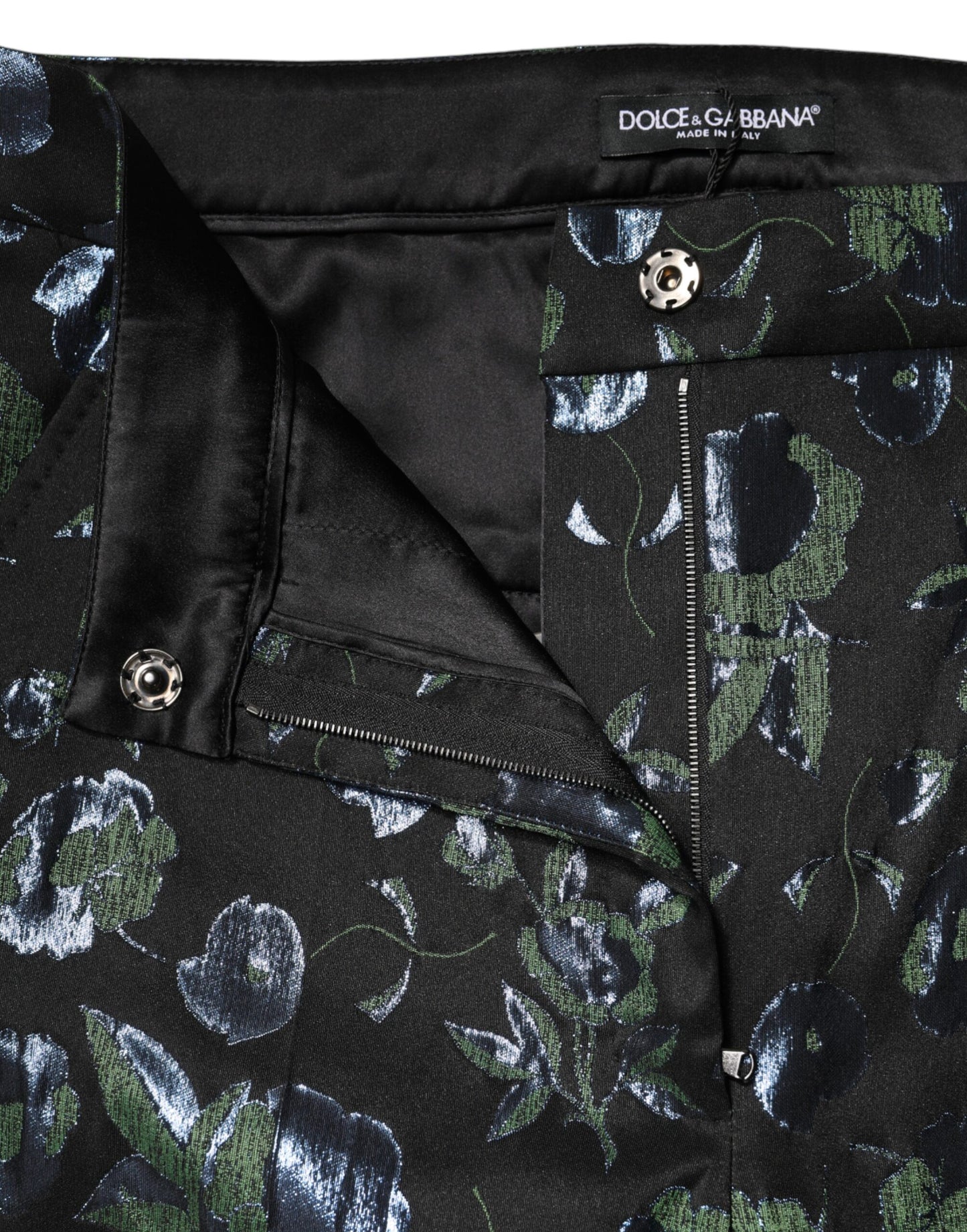 BlueGreen Floral Metallic Slim Trouser Pants