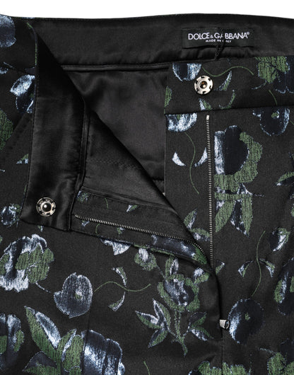 BlueGreen Floral Metallic Slim Trouser Pants