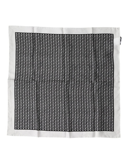 White Black Patterned Square Foulard Scarf