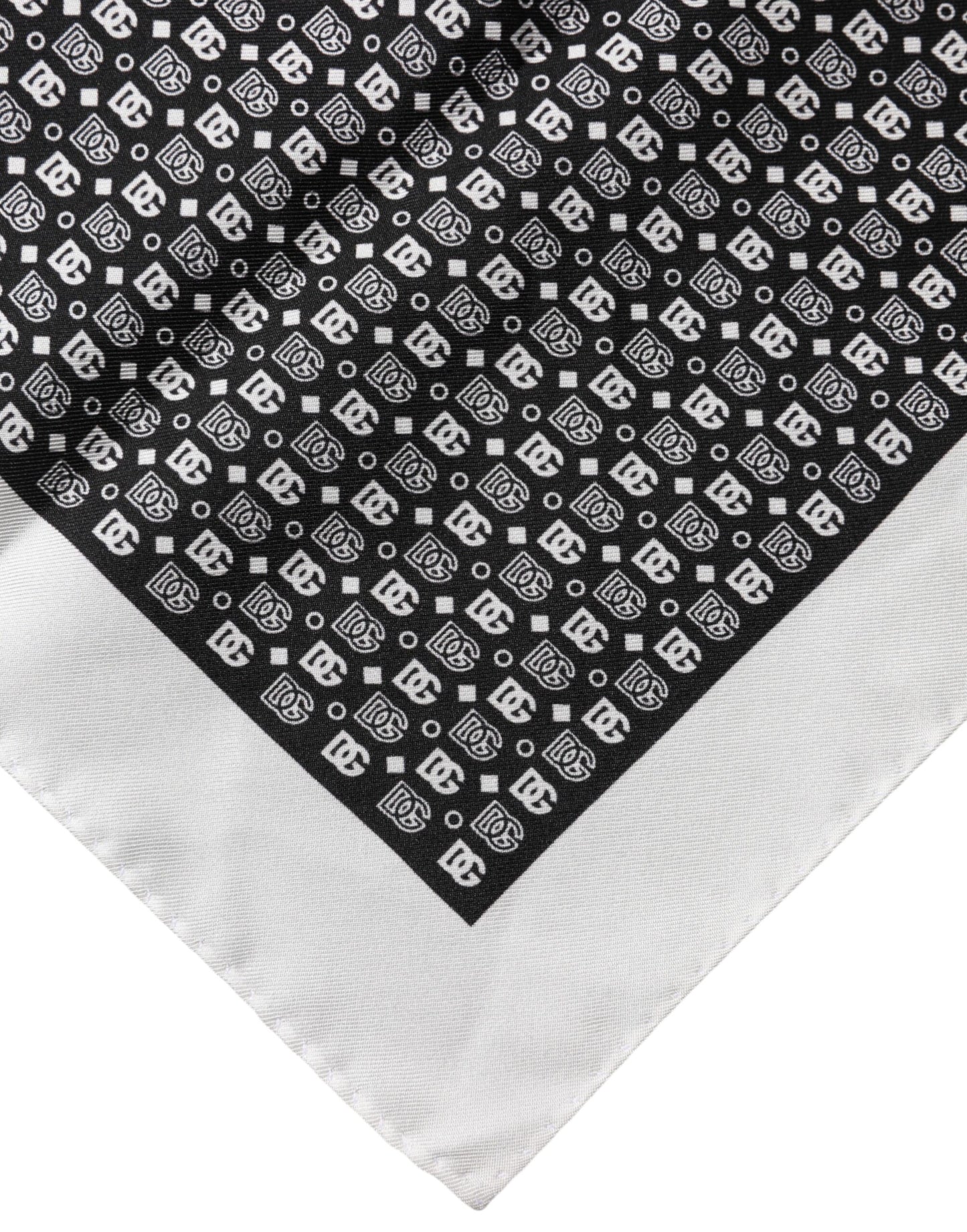 White Black Patterned Square Foulard Scarf