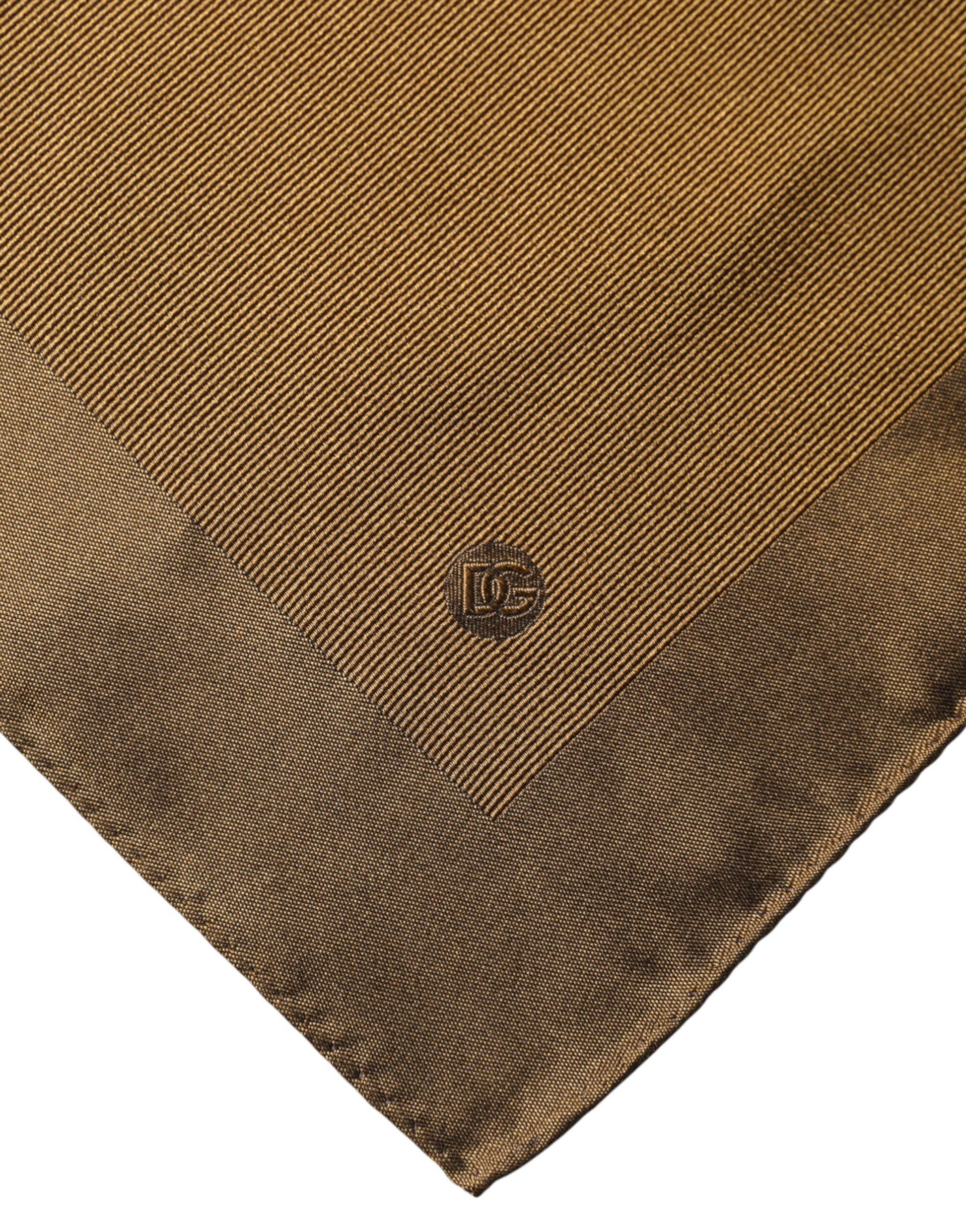 Brown Logo Silk Men Square Handkerchief Scarf