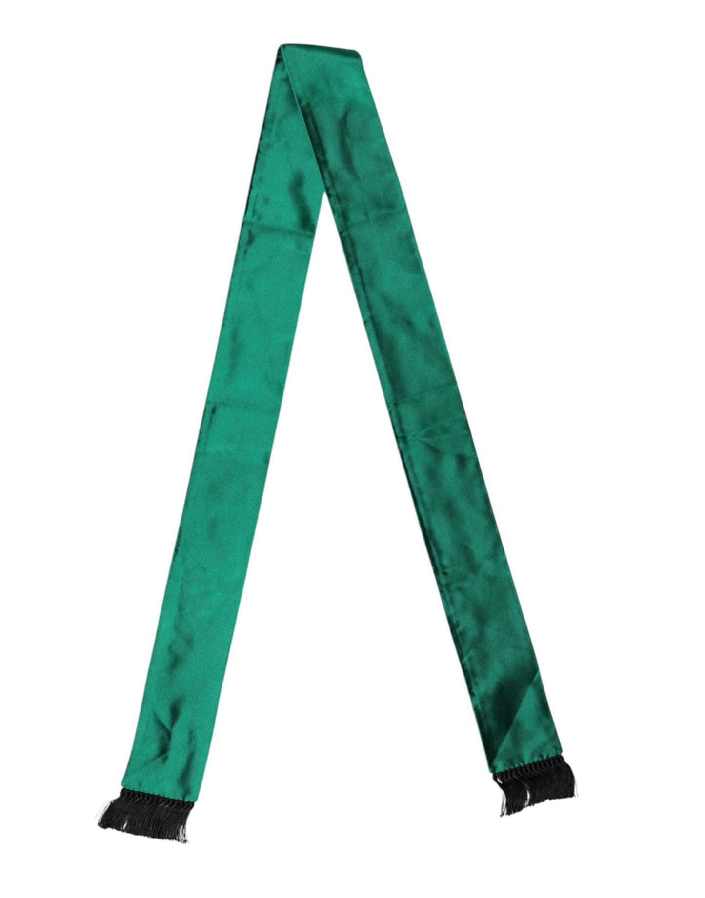 Green Silk Fringes Neck Wrap Foulard Scarf