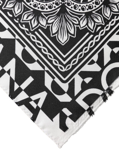 Black Bandana Print Silk Neck Foulard Scarf