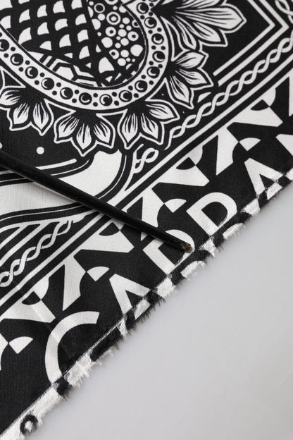 Black Bandana Print Silk Neck Foulard Scarf
