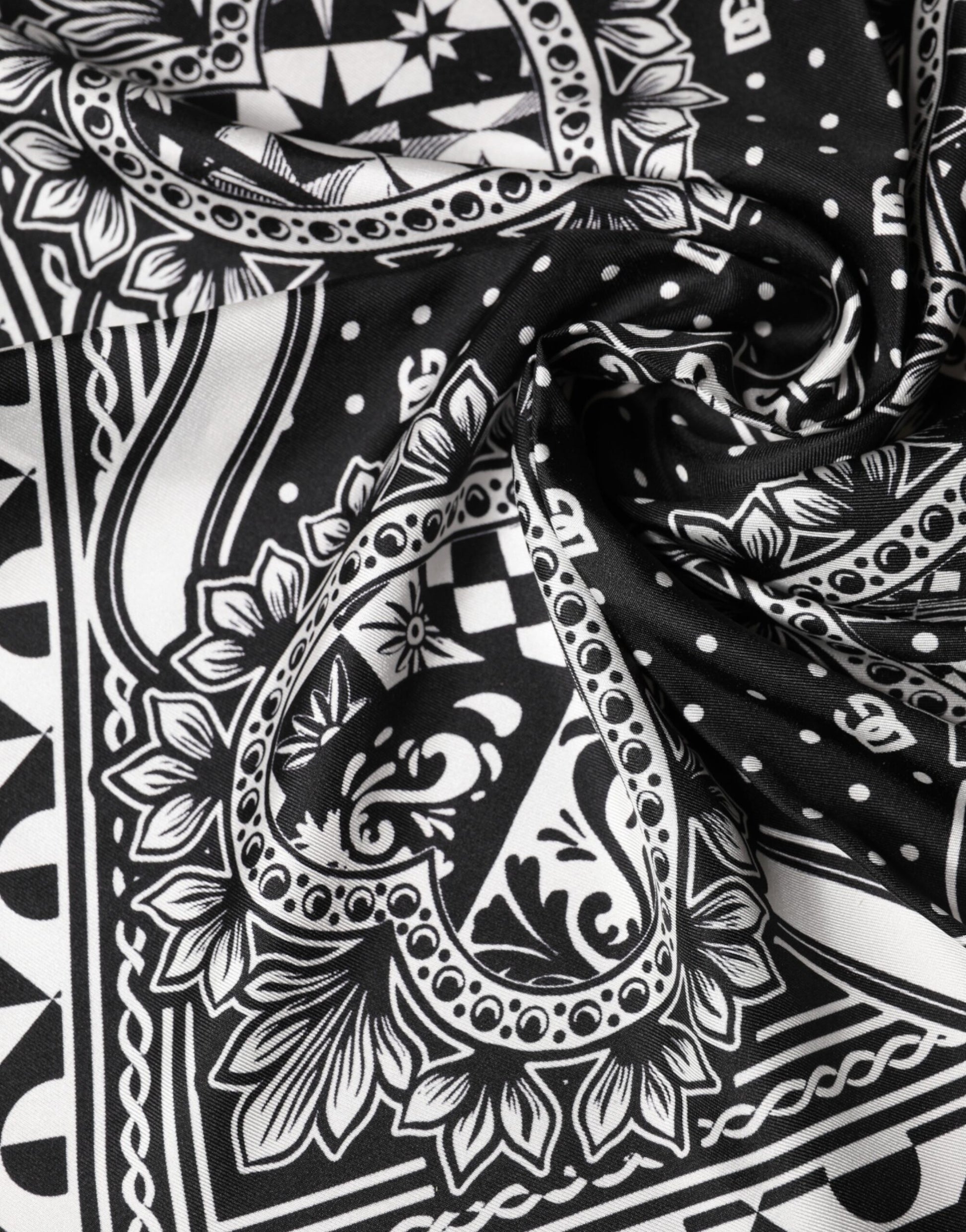 Black Bandana Print Silk Neck Foulard Scarf
