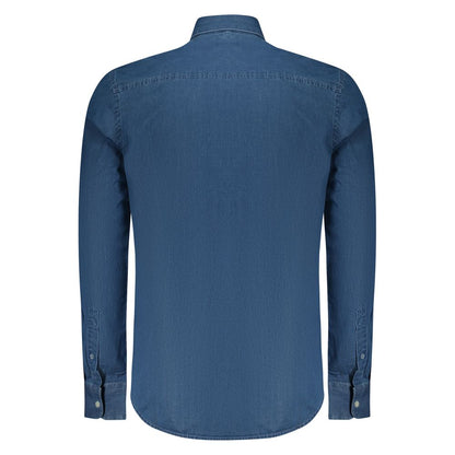 Blue Cotton Men Shirt