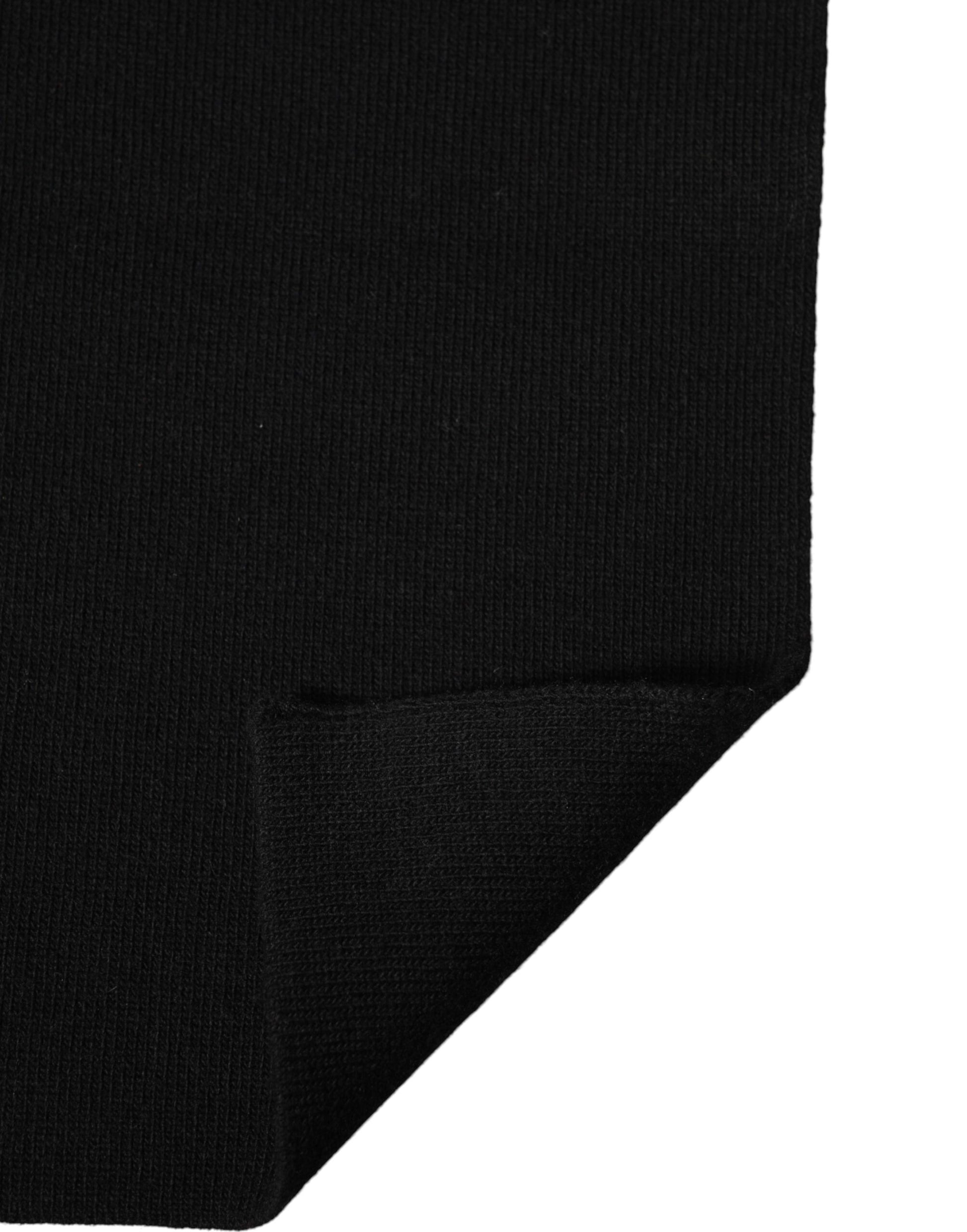 Black Wool Knitted Neck Wrap Foulard  Scarf