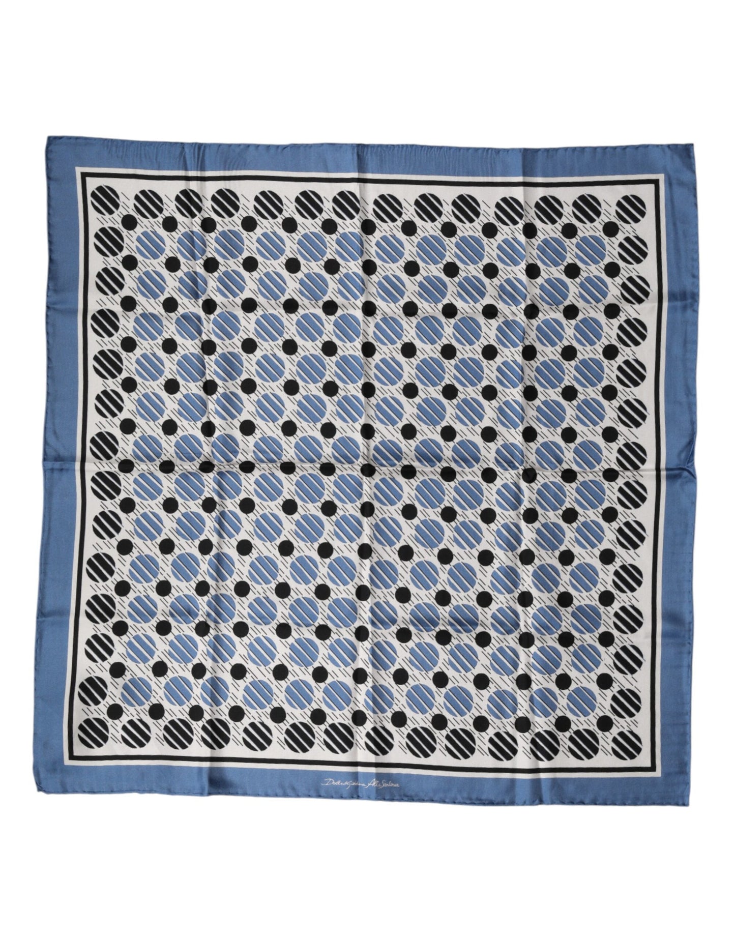 Blue Dotted Silk Square Foulard 66cm Scarf