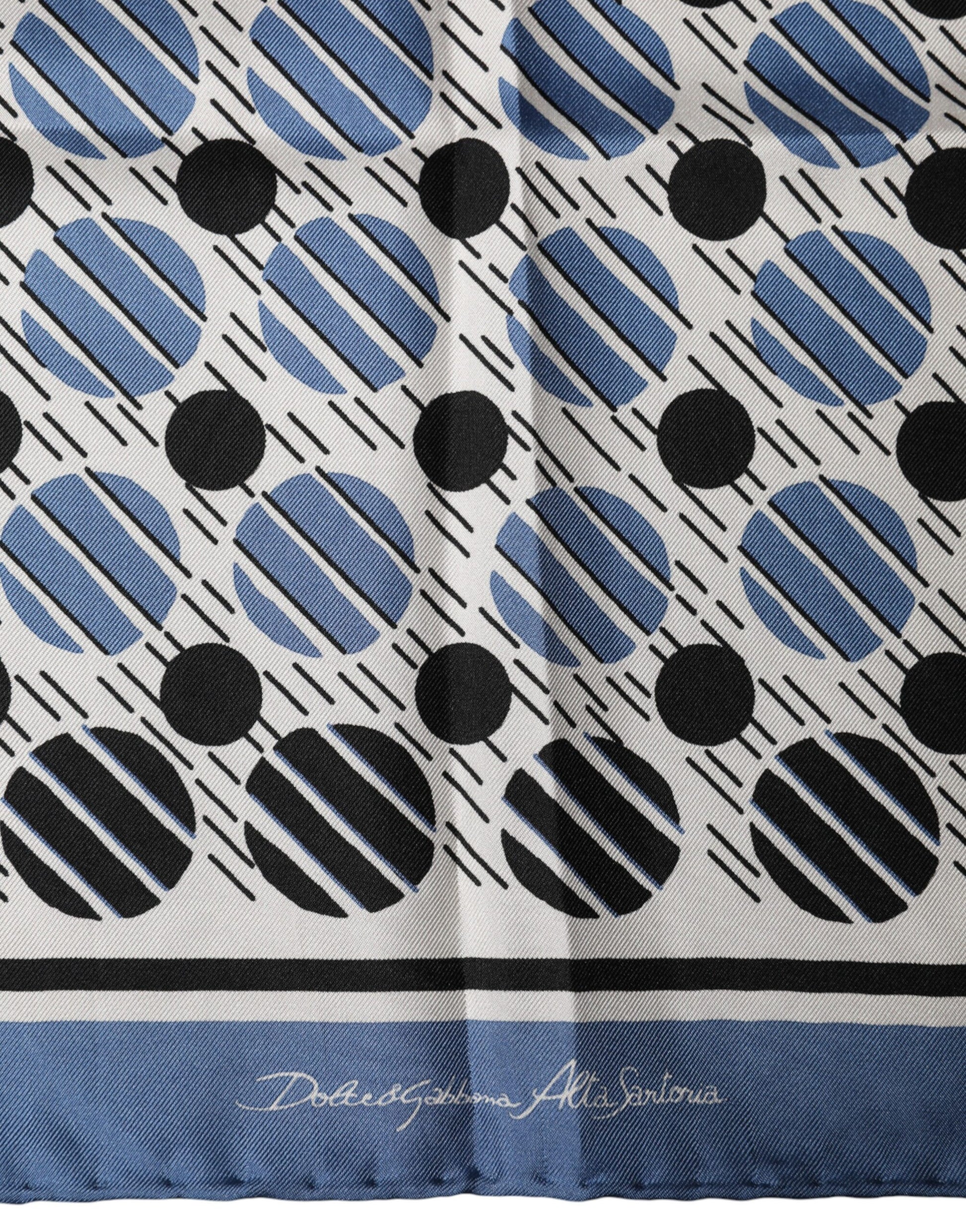 Blue Dotted Silk Square Foulard 66cm Scarf