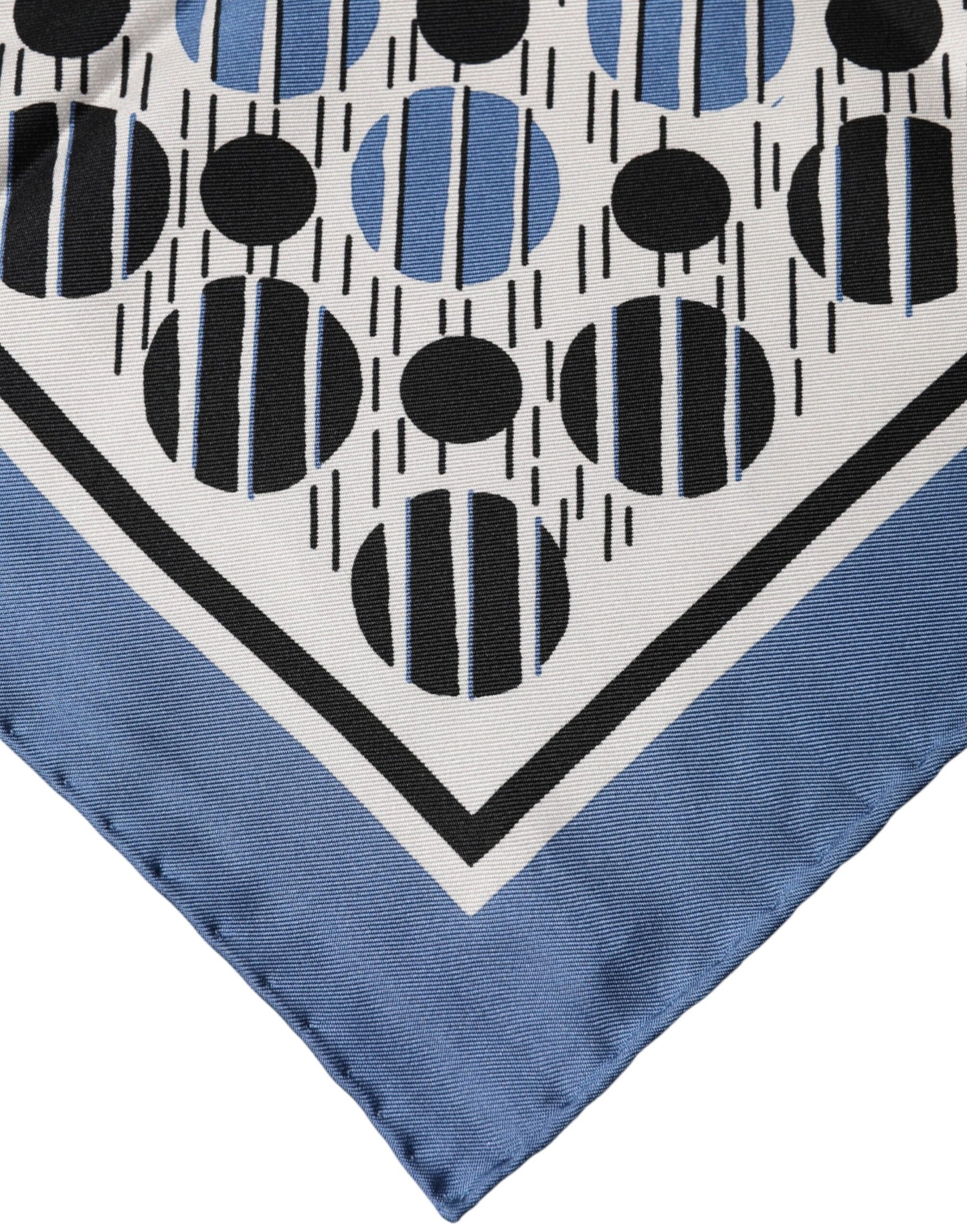 Blue Dotted Silk Square Foulard 66cm Scarf