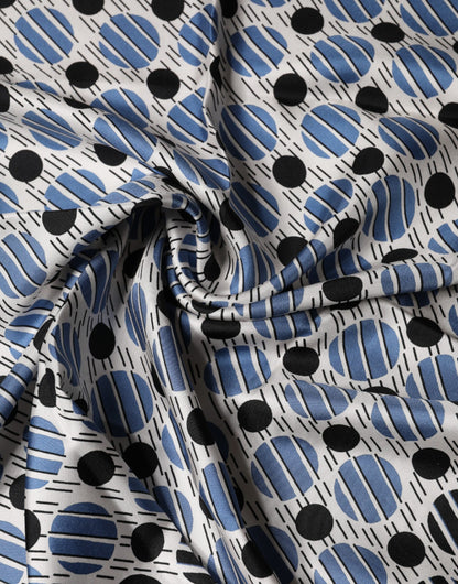 Blue Dotted Silk Square Foulard 66cm Scarf