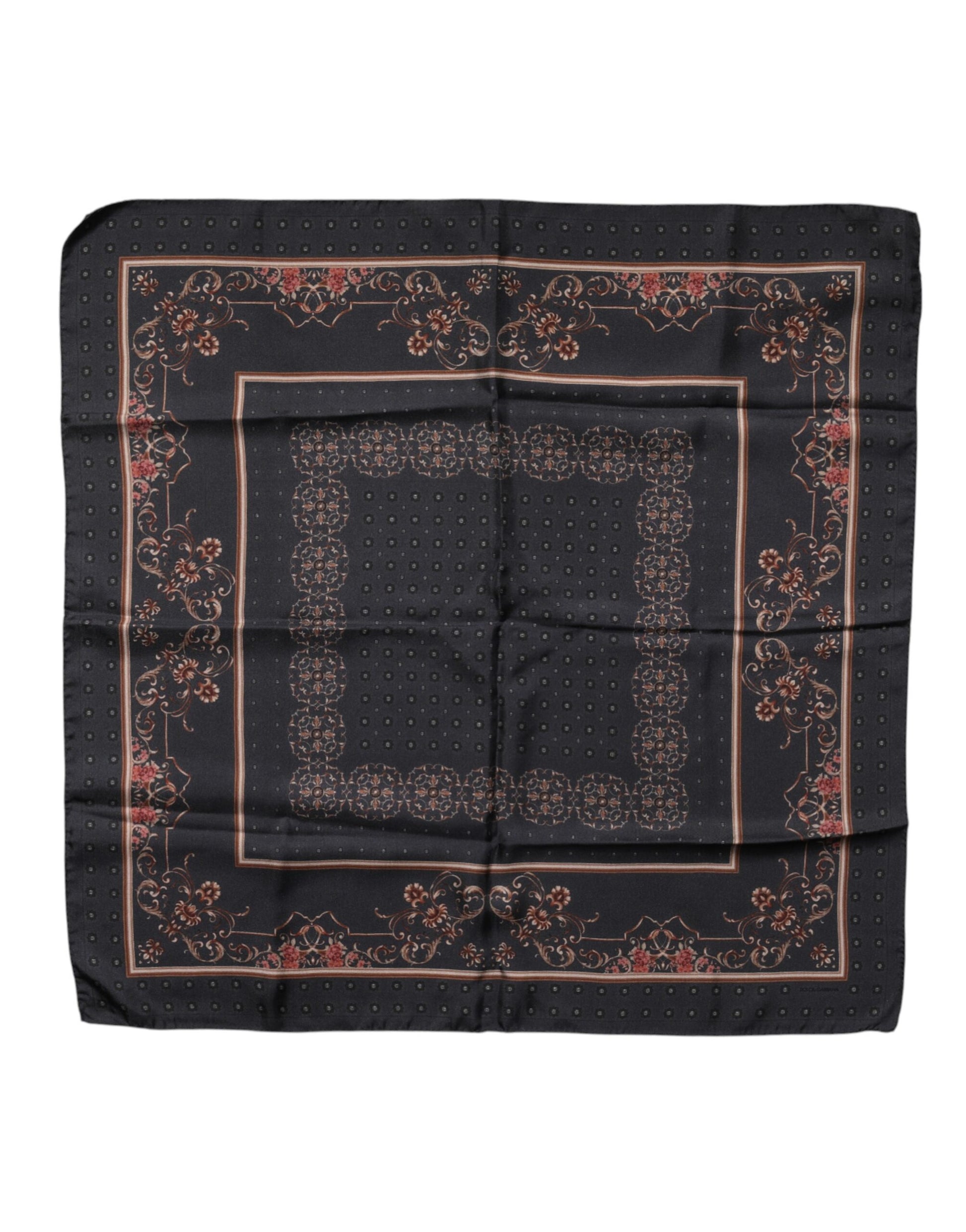 Black Patterned Square Foulard Scarf