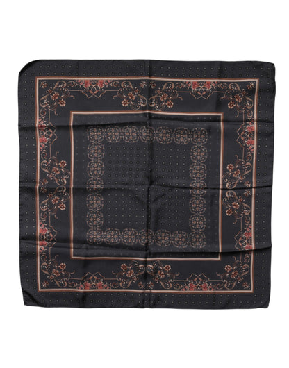 Black Patterned Square Foulard Scarf