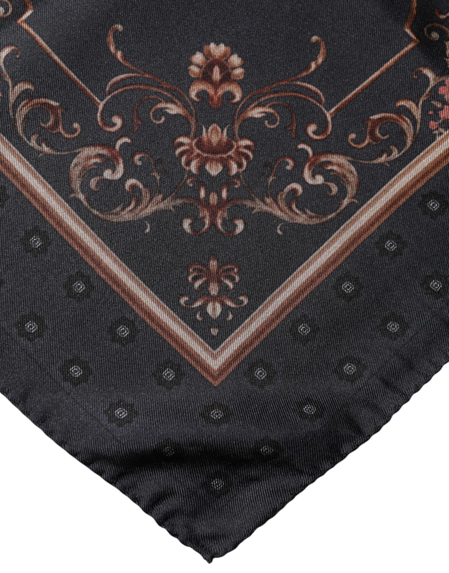 Black Patterned Square Foulard Scarf