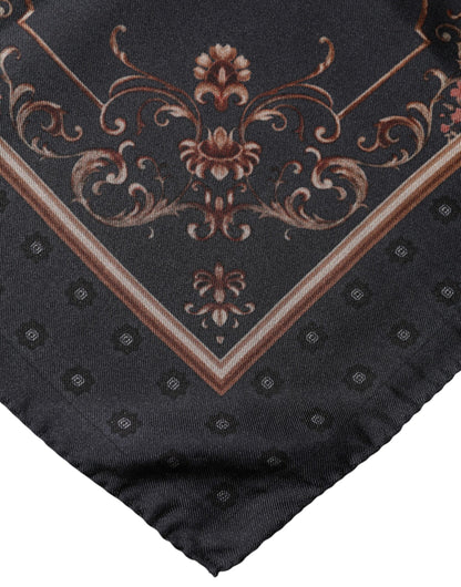 Black Patterned Square Foulard Scarf