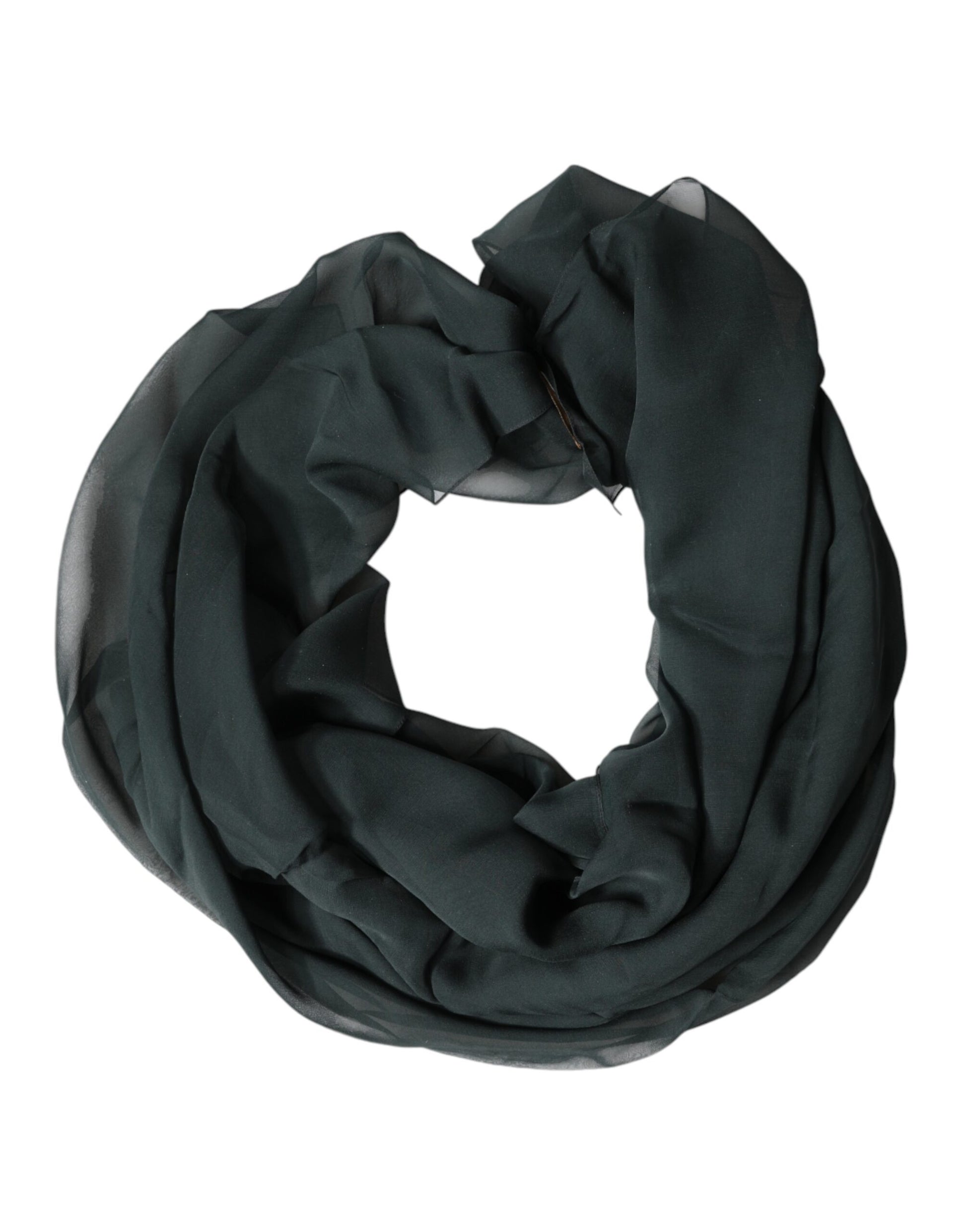 Dark Green Silk Neck Wrap Foulard  Scarf