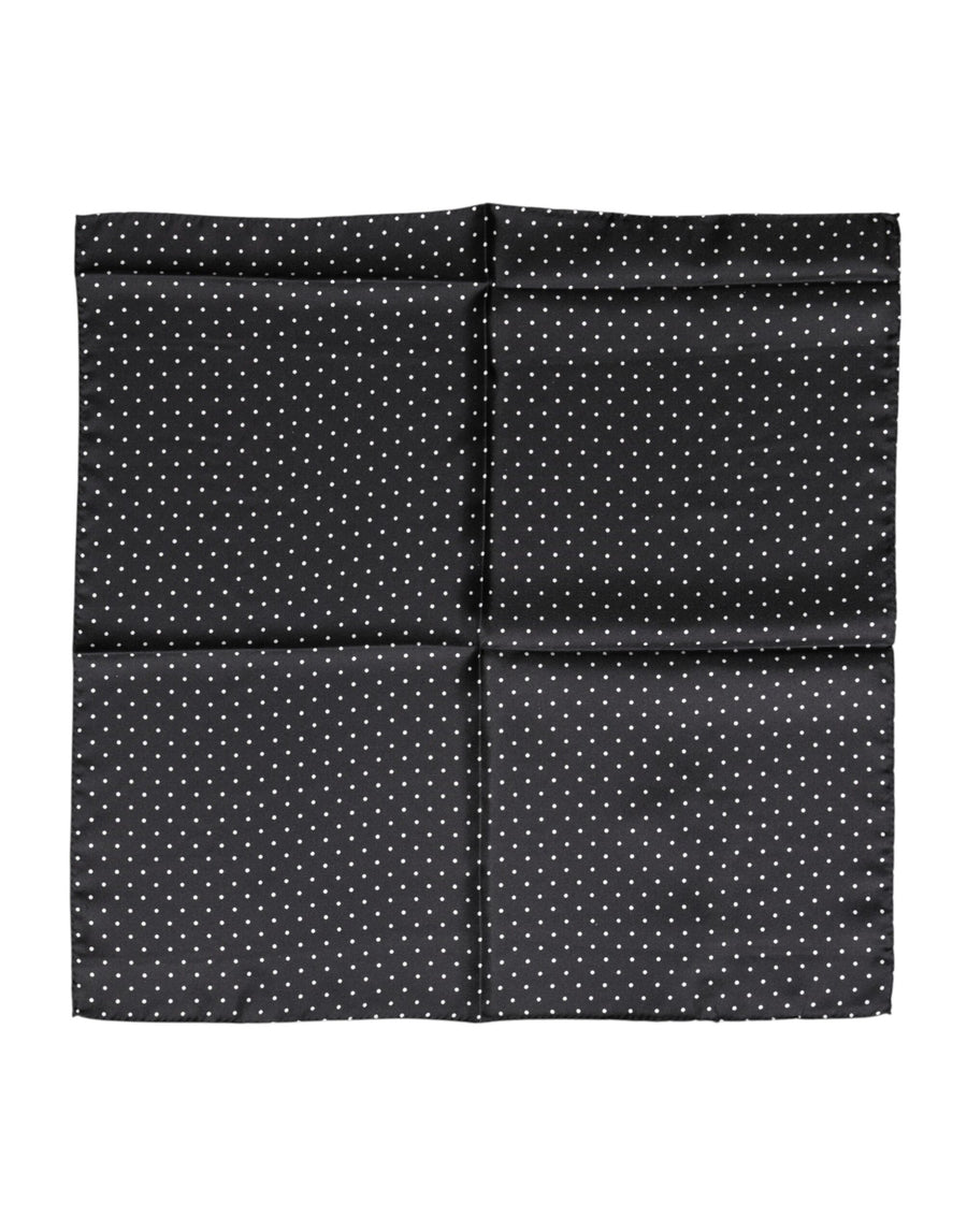 Black Polka Dot Silk Square Foulard Scarf