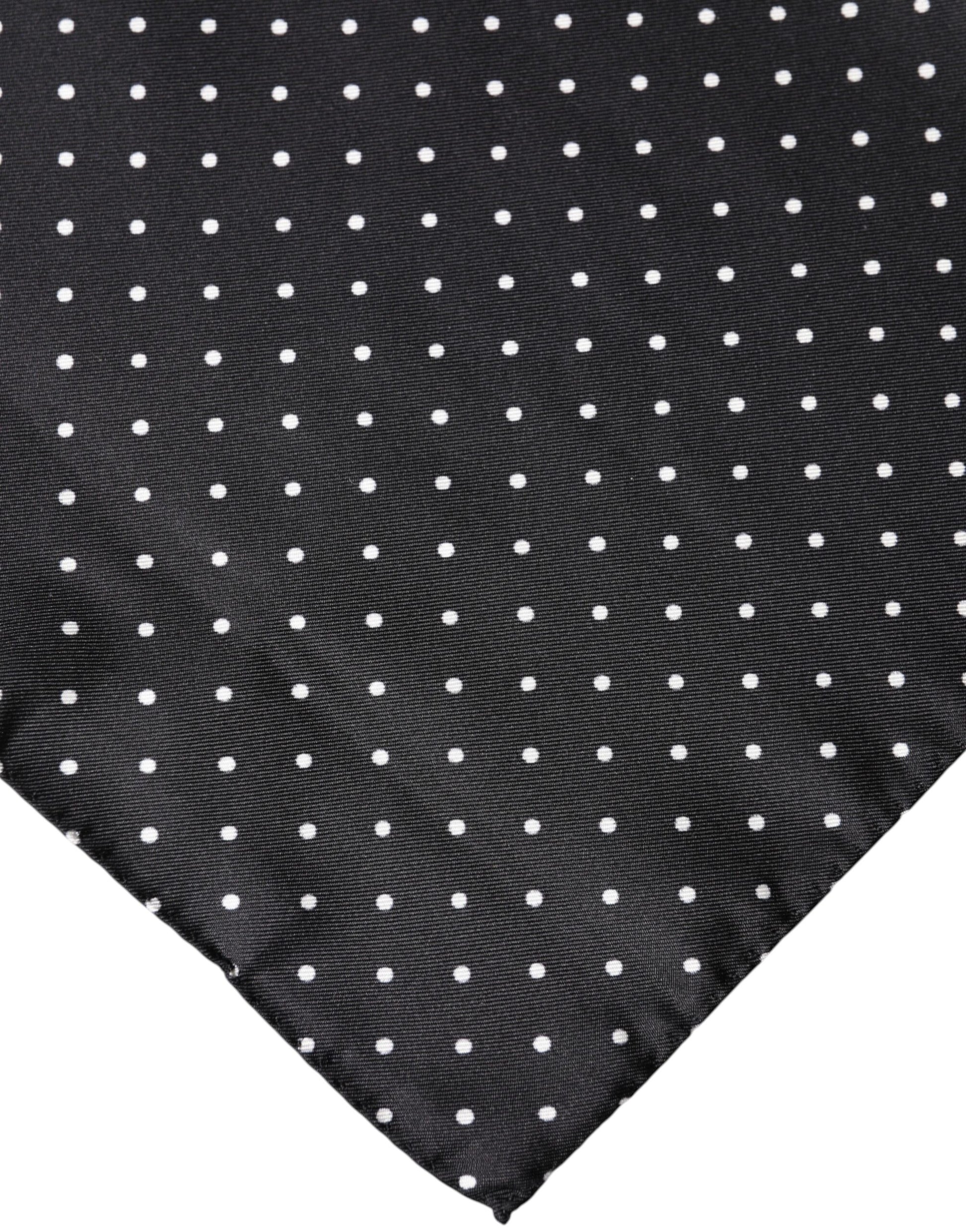 Black Polka Dot Silk Square Foulard Scarf