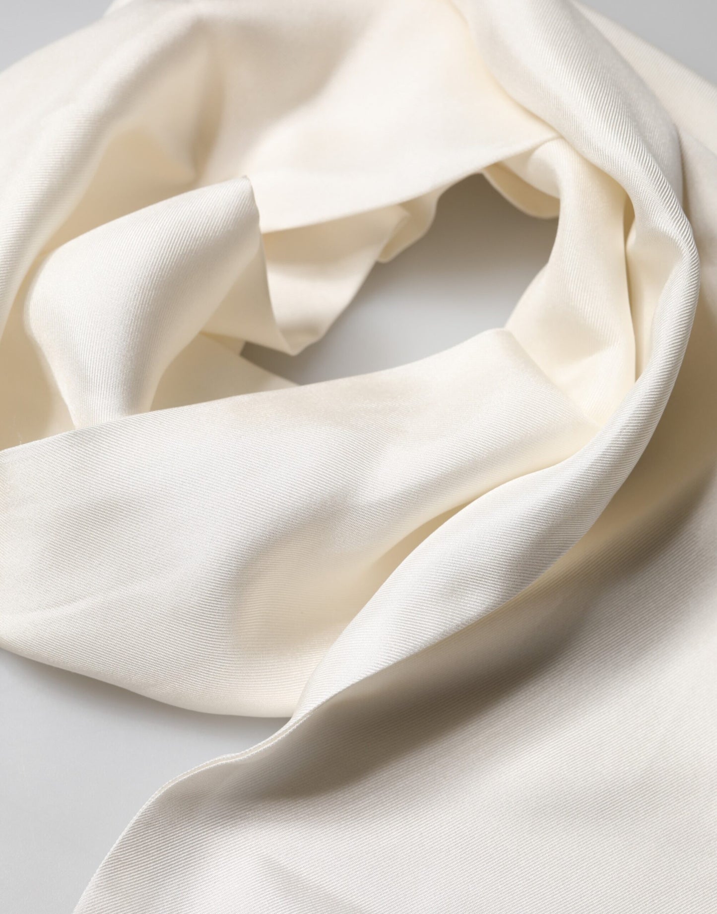 White Satin Silk Fringes Neck Foulard  Scarf