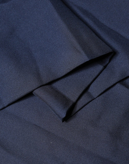 Navy Blue Silk Fringes Neck Foulard Scarf